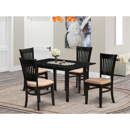 East West Furniture 5 Piece Norfolk Kitchen Furniture Set - Black NOVA5-BLK-C